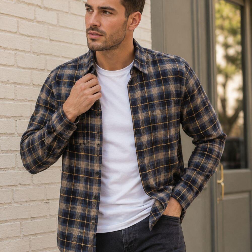 Hm blue plaid overshirt shacket